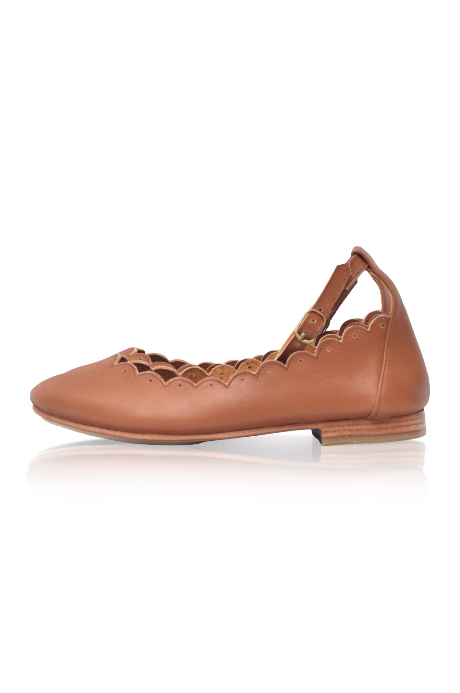 Fleur Scalloped Ankle Strap Flats-4
