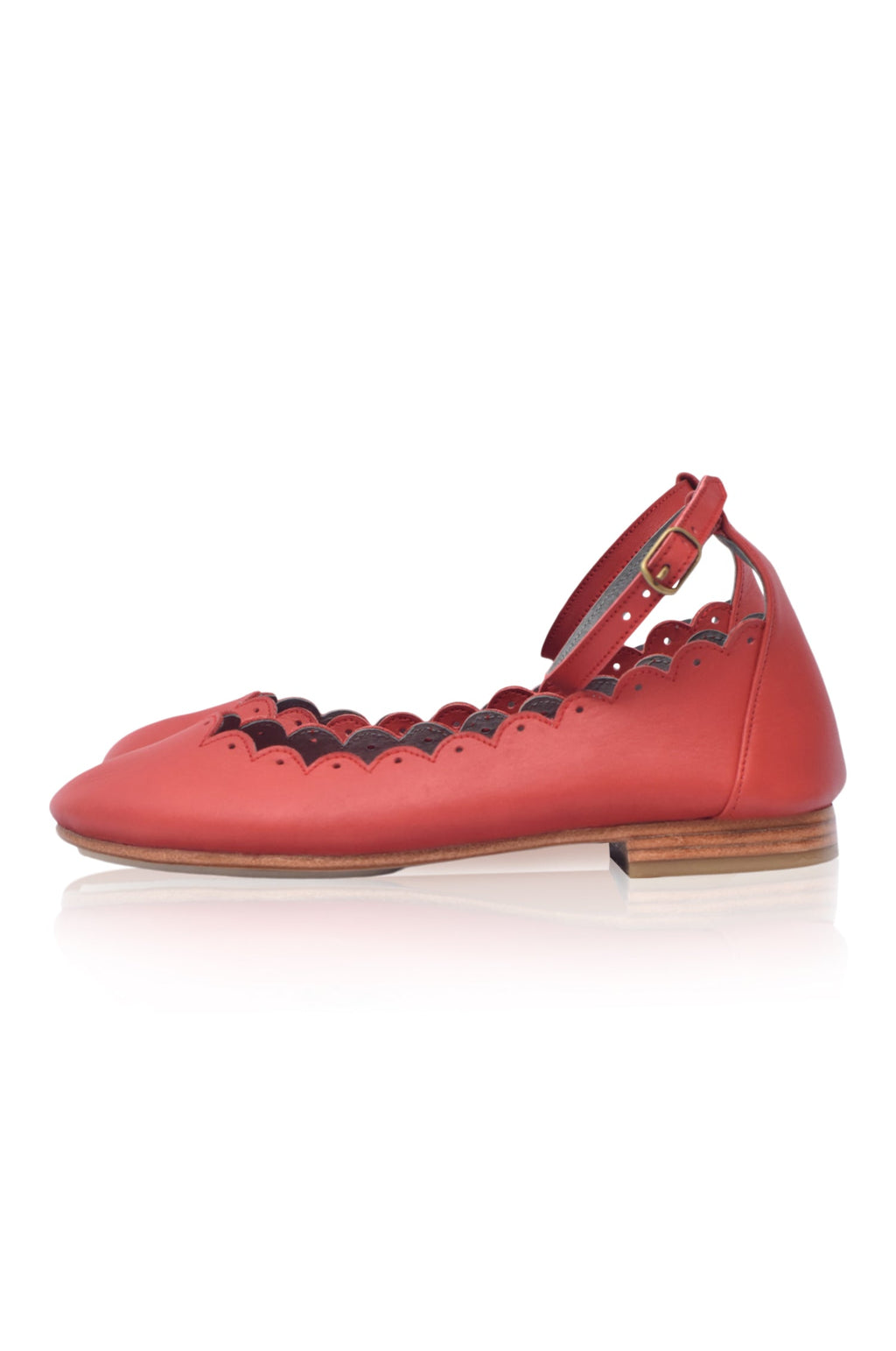 Fleur Scalloped Ankle Strap Flats-3